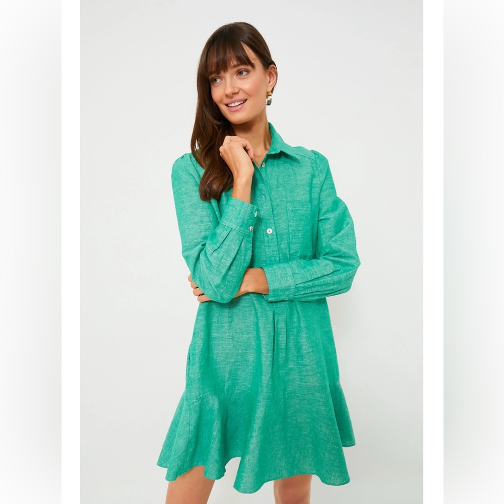 Tuckernuck Sea Green Callahan Shirt Dress - small